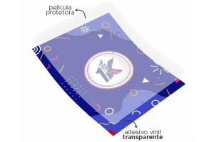 Adesivo Transparente com Laminação Vinil Monomérico Personalizado 4x0 Laminação Transparente Sem acabamento Liner 140g