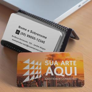 CARTÃO DE VISITA 4X1 Couchê 300g 9x5cm 4x1 Verniz UV total frente Corte Reto 