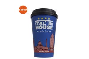 COPO Label C/ TAMPA BUCKS 550ML PERSONALIZADO Polipropileno Área de impressão em todo o copo Colorido Sem Revestimento Sem acabamento Tamanho  13,7x9cm